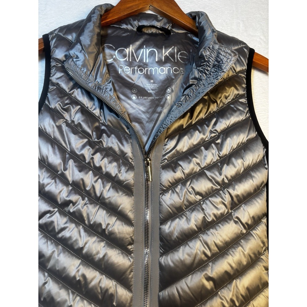 Calvin Klein Performance Premium Down Puffer Vest Women's Metallic Silver Medium